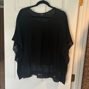 Lucky Brand black embroidered sleeveless top size large